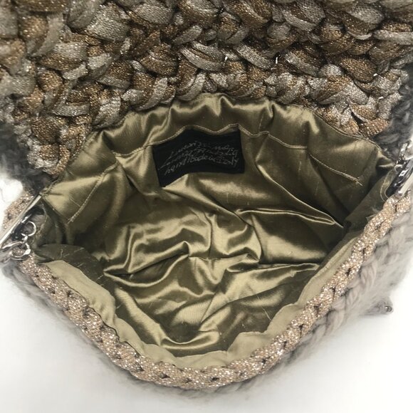Lorenza Gandaglia Gray & Gold Lurex Crochet Flap Shoulder Bag - Picture 12 of 12